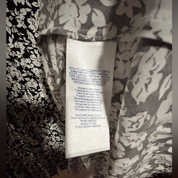 Chaps midi button-up dress, black & white floral, size 3x - Picture 6 of 7